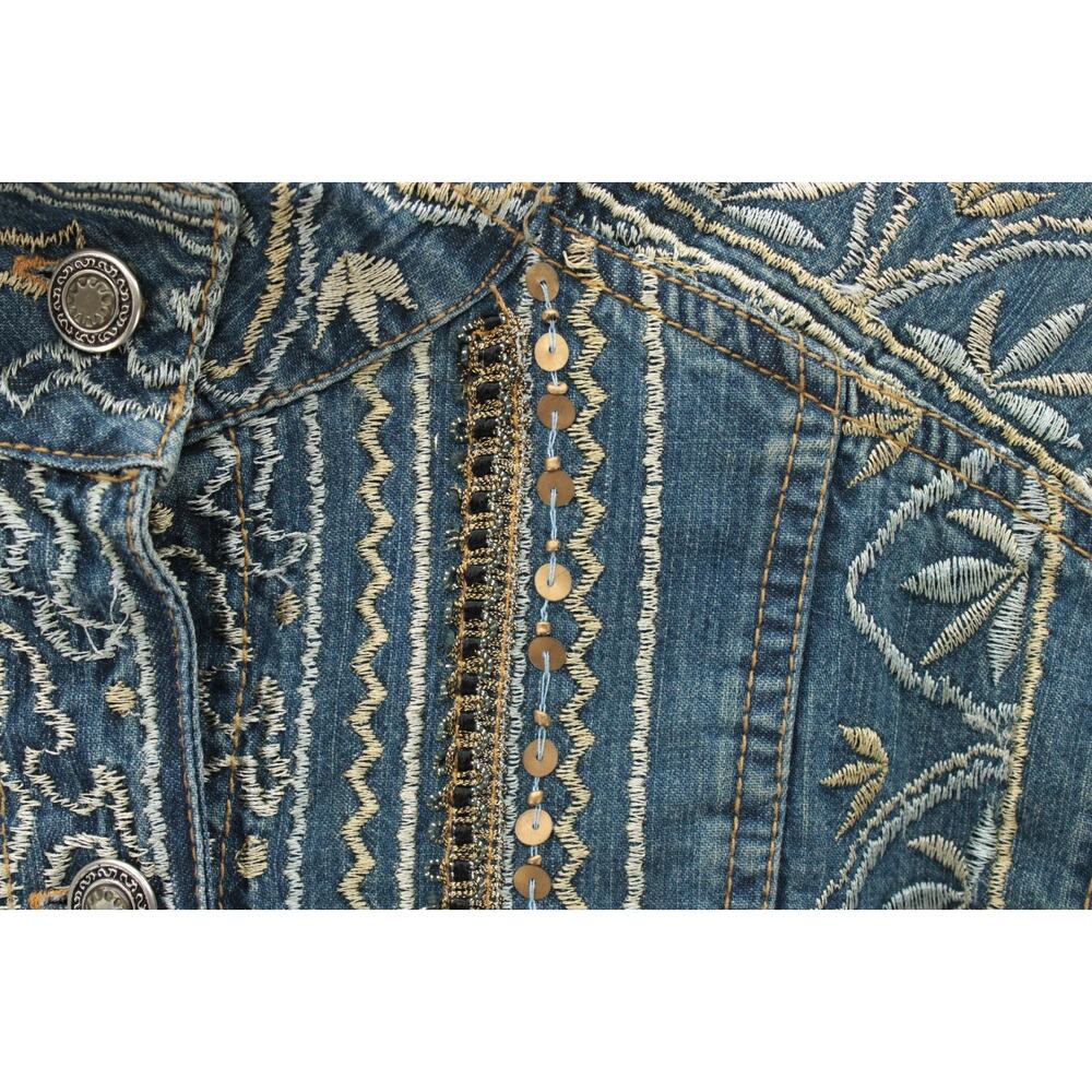Chico’s Heavily Embroidered Denim Jacket Women 3 XL Blue Boho Artisan Western - Picture 2 of 6